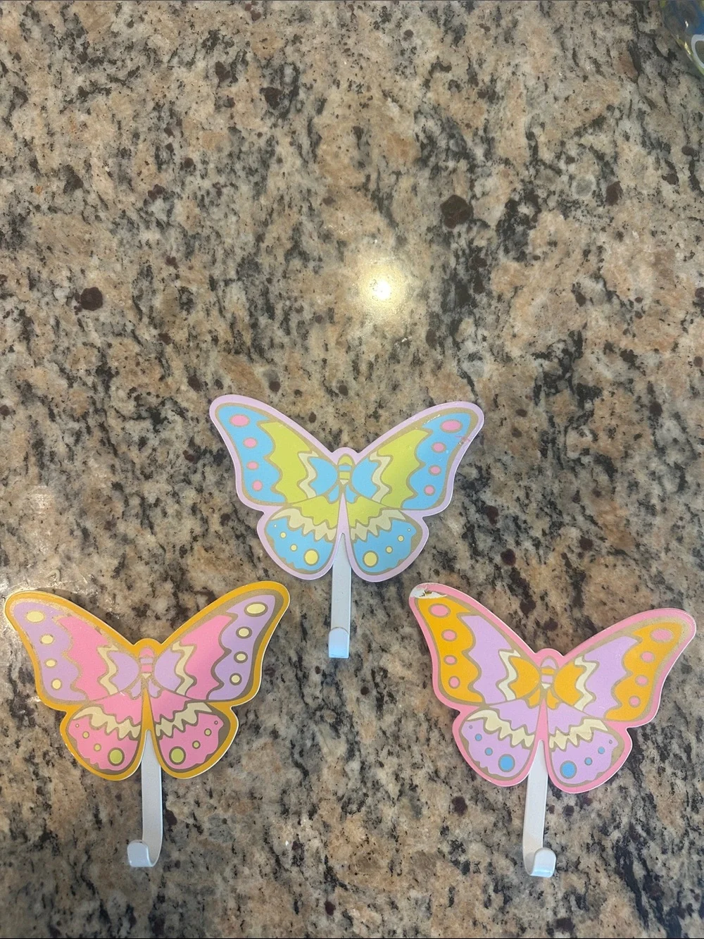 Butterfly Wall Hooks - Pastel Pink, Blue & Yellow Decorative Hooks